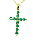 Solid gold emerald cross pendant