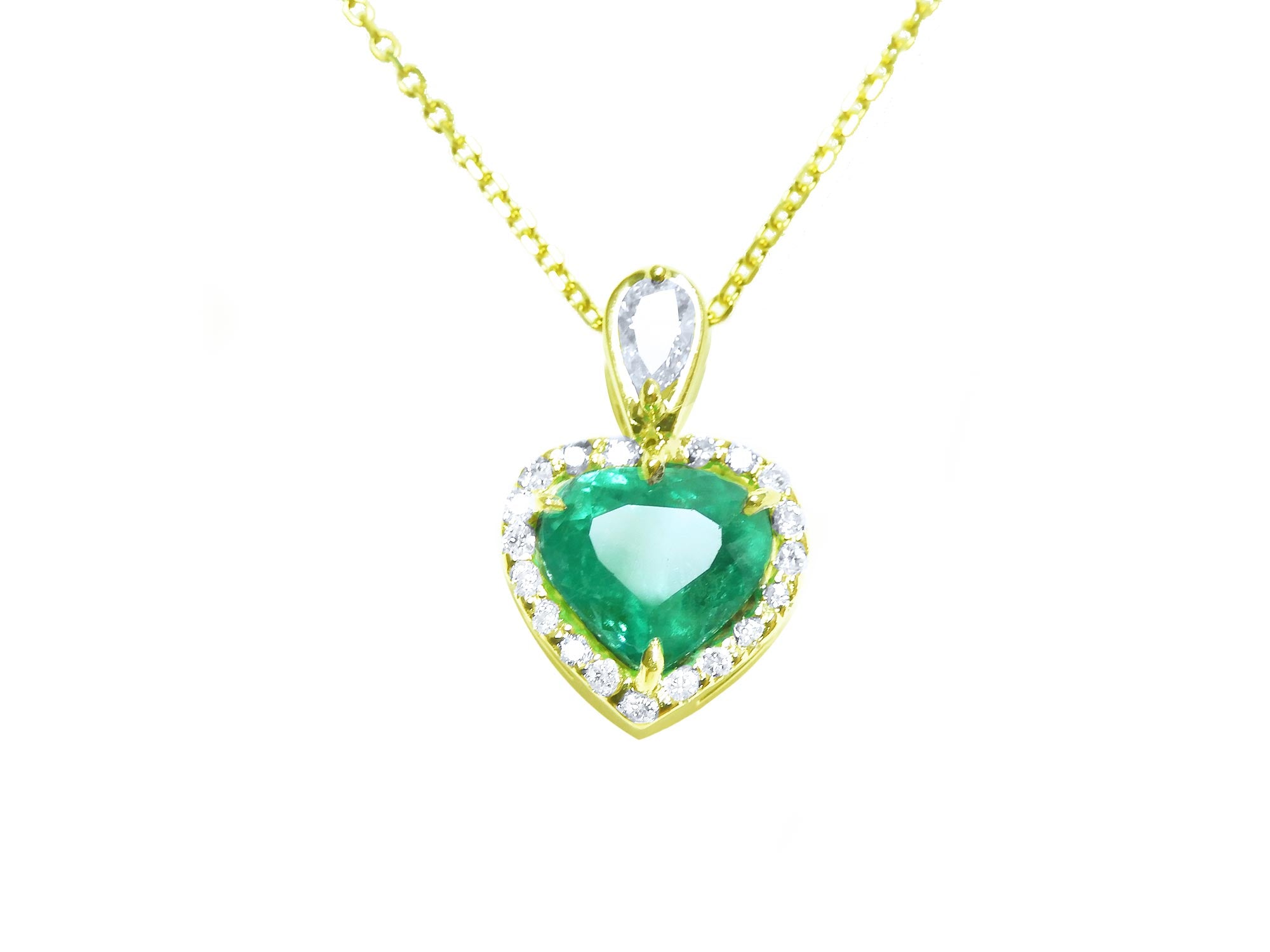 Halo emerald heart pendant