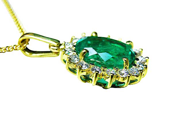 Green gemstone pendant necklace for sale