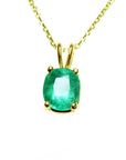 Genuine Colombian emerald solitaire pendant