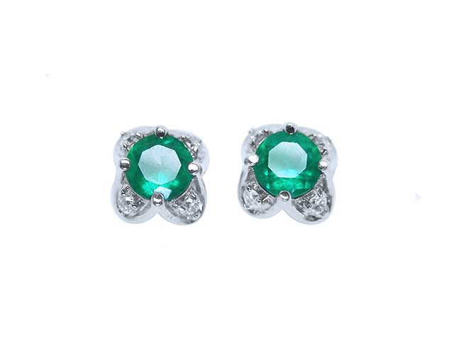 Green fire emerald tulip earrings