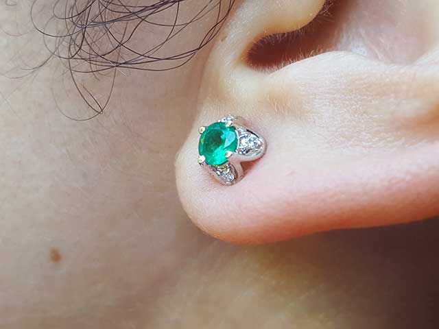 May birthstone emerald tulip earrings