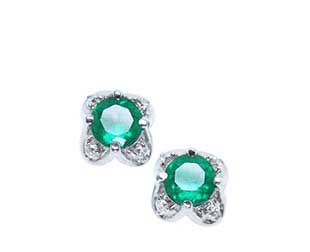 emerald and diamond tulip stud earrings