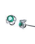 May birthstone round emerald earrings