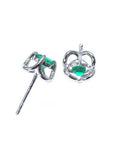 Bluish green emerald tulip stud earrings for sale