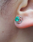 Real Colombian emerald tulip stud earrings