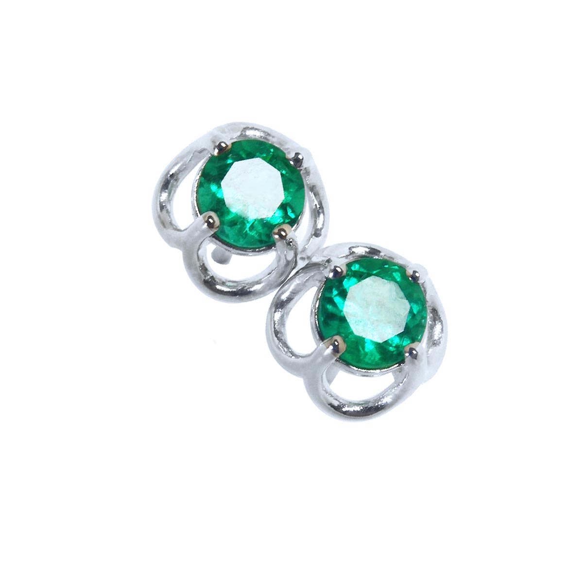 925 Sterling Silver Drop Emerald Earrings 