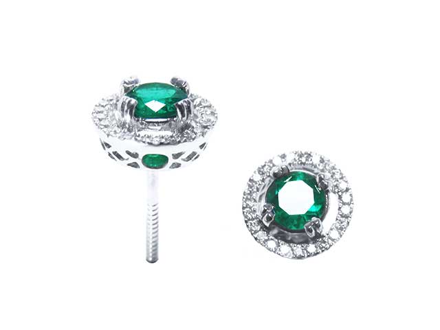 Round emerald stud earrings