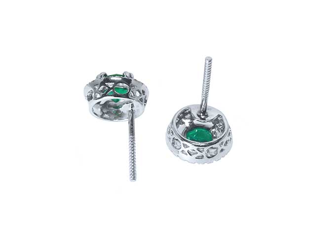 Natural emeralds and halo diamond earrings
