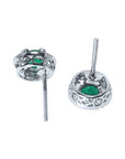 Natural emeralds and halo diamond earrings
