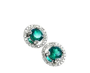 Colombian Emerald halo stud earrings
