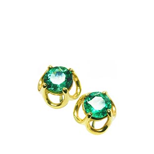 tulip emerald stud earrings yellow gold