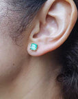 Stud earrings natural emeralds