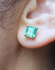 Real emerald stud earrings