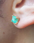 square emerald stud earrings