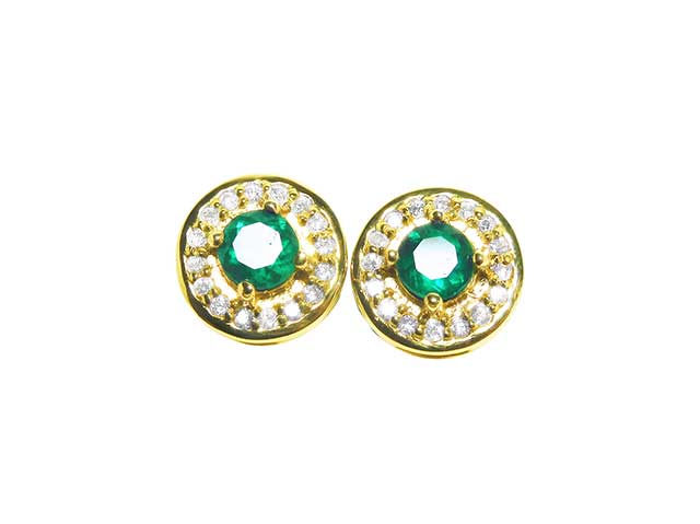 Stud earrings emerald and diamond