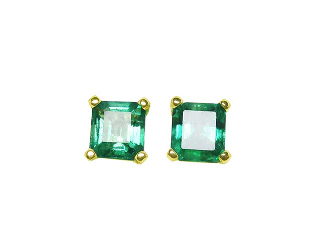 Green fire emerald stud earrings