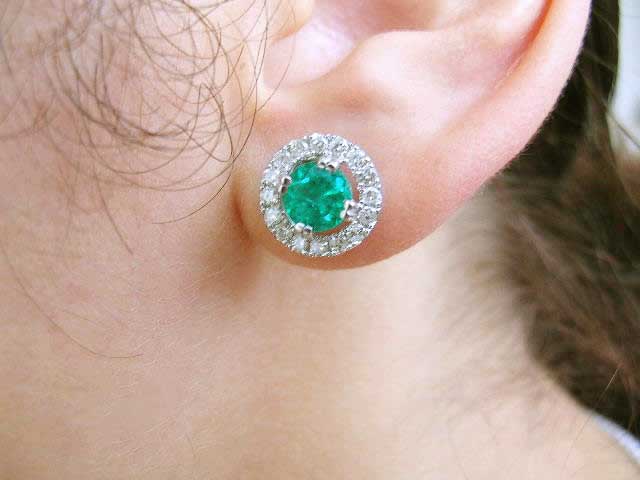 Colombian  emerald stud earrings for sale