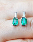 18K 14K Solid gold emerald earrings