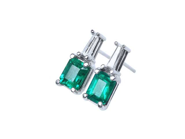 Natural emerald stud earrings