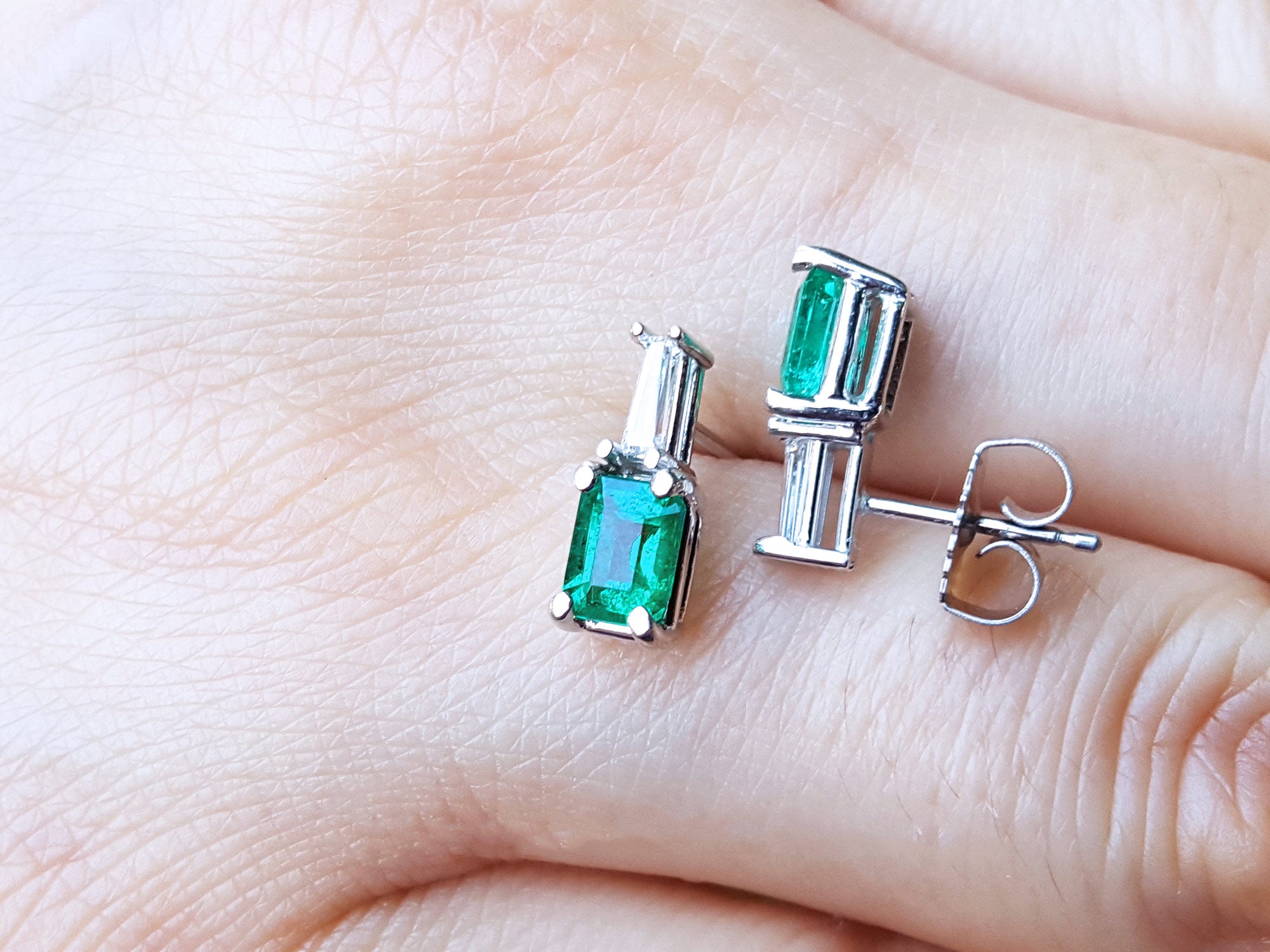 USA made Colombian emerald earrings