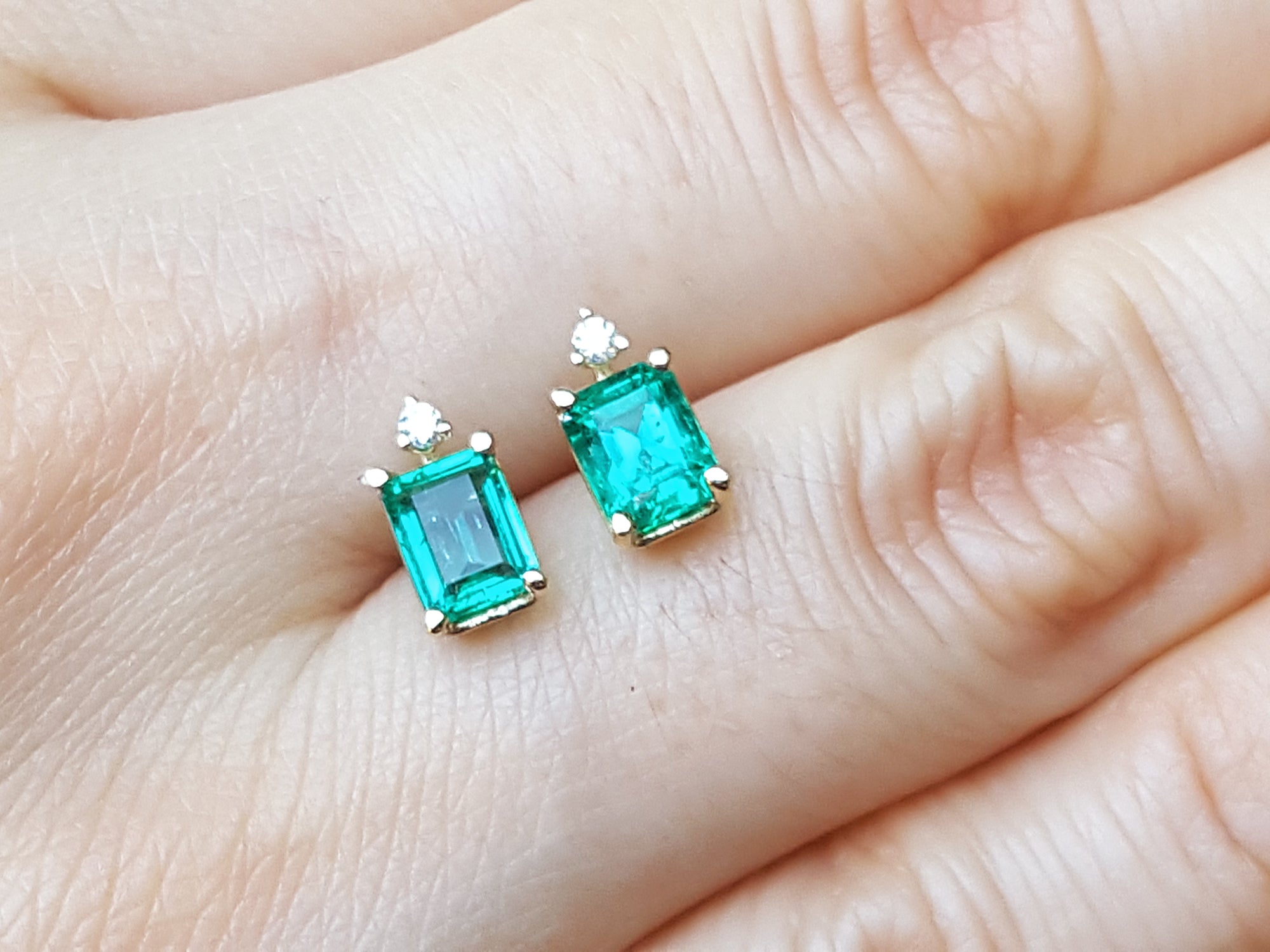 Authentic Colombian emerald stud earrings