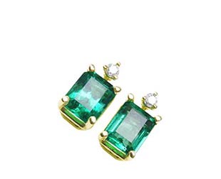Emerald and diamond stud earrings