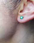 Genuine emerald stud earrings