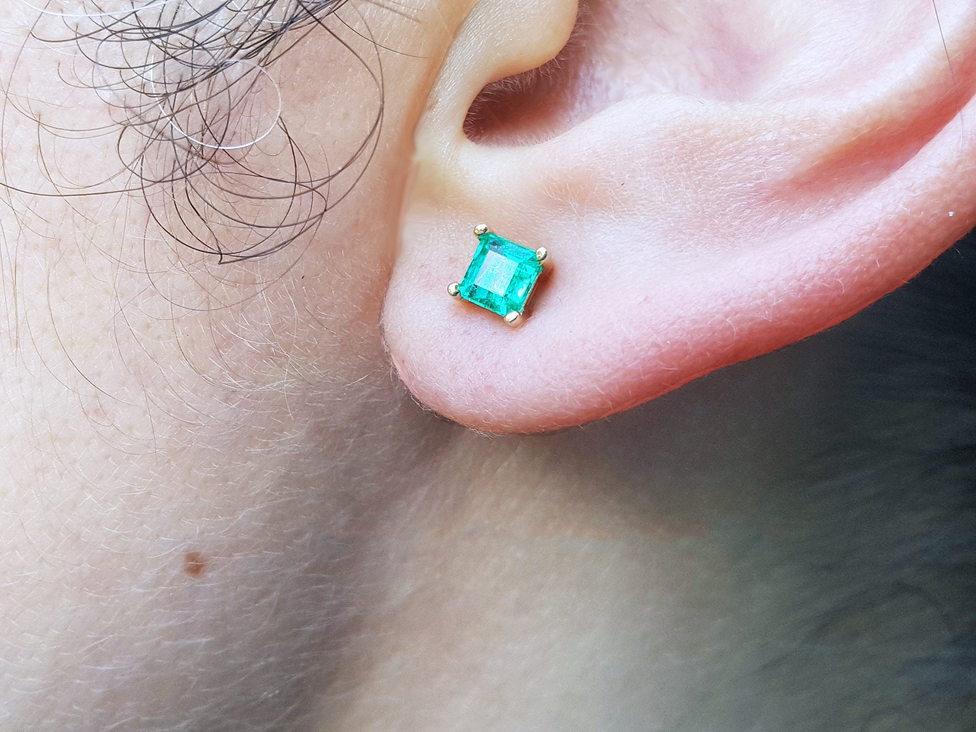 Muzo Colombian emerald stud earrings
