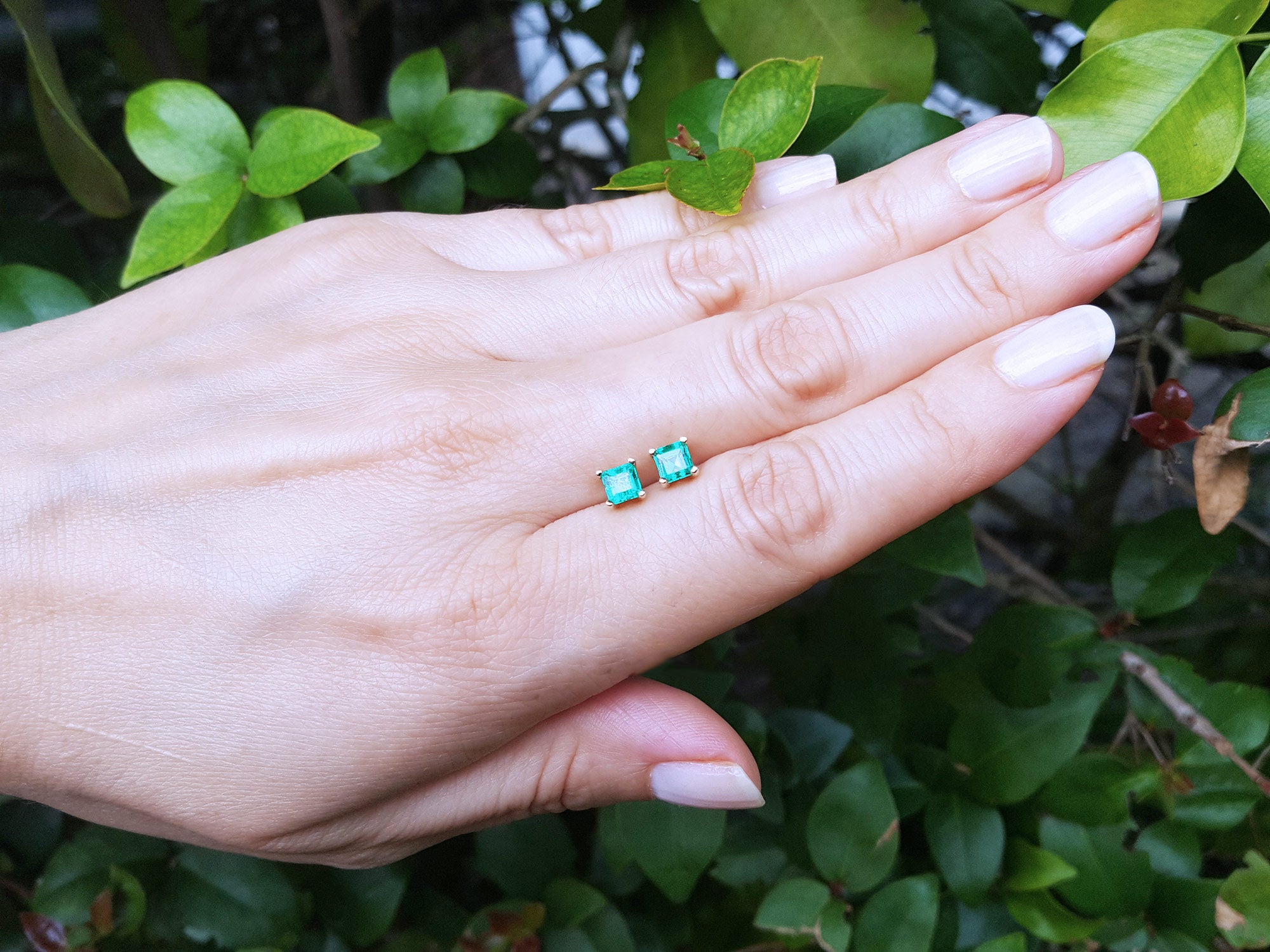 Real Colombian emerald stud earrings