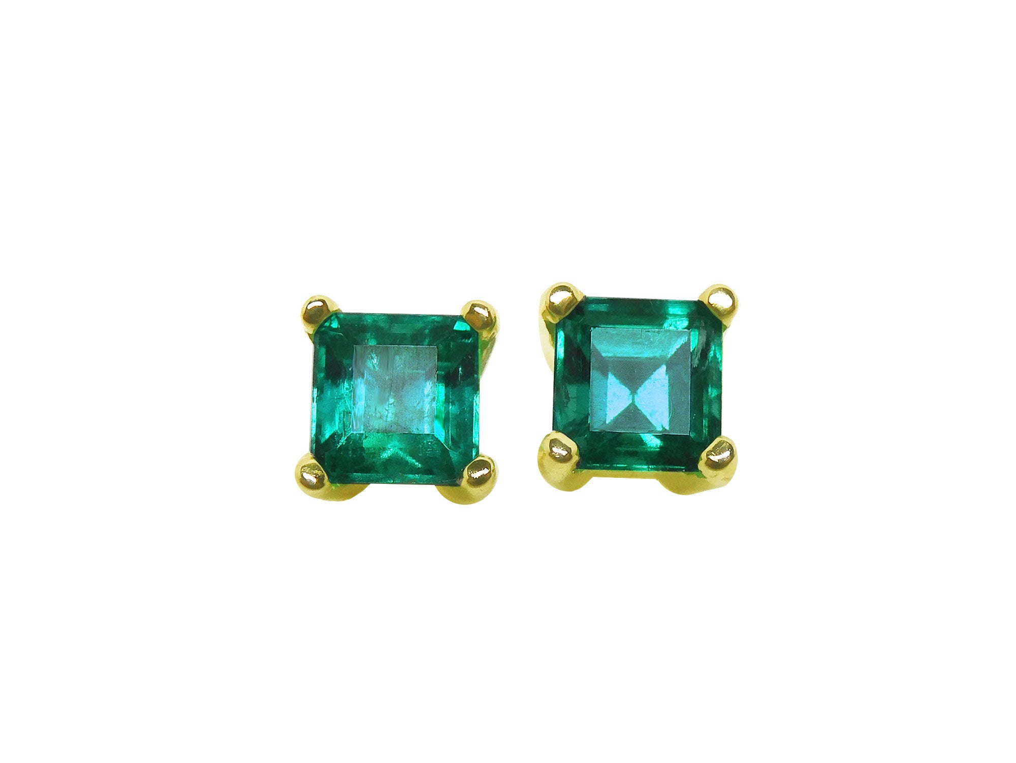 Natural emerald stud earrings
