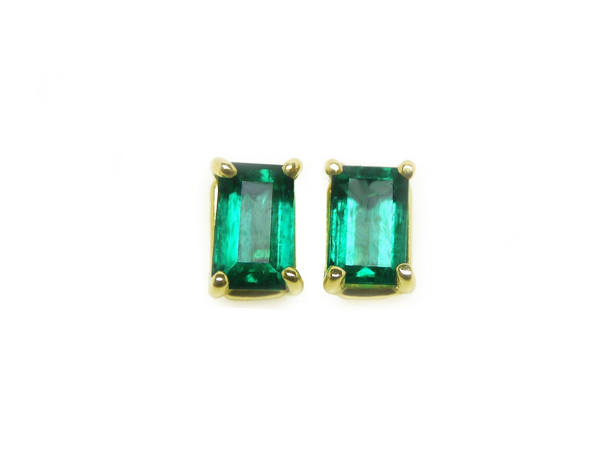 Emerald solitaire stud earrings