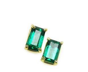 Emerald-cut emerald stud earrings