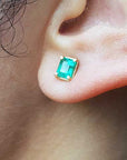 Genuine emerald stud earrings