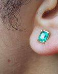 Stud earrings with Colombian emeralds