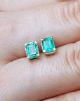 Emerald solitaire earrings