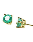 Solid gold stud emerald earrings