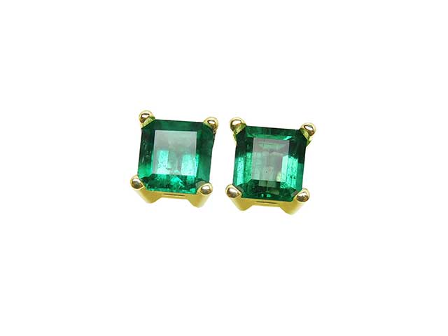 Emerald-cut emerald stud earrings