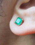 Push backs gold emerald stud earrings