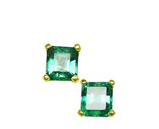 Square emerald stud earrings