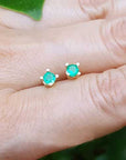 Round emerald girls stud earrings