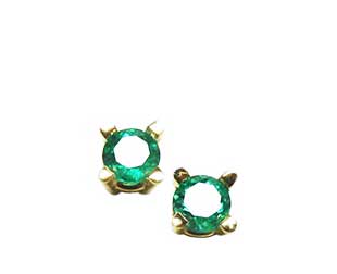Push backs emerald stud earrings