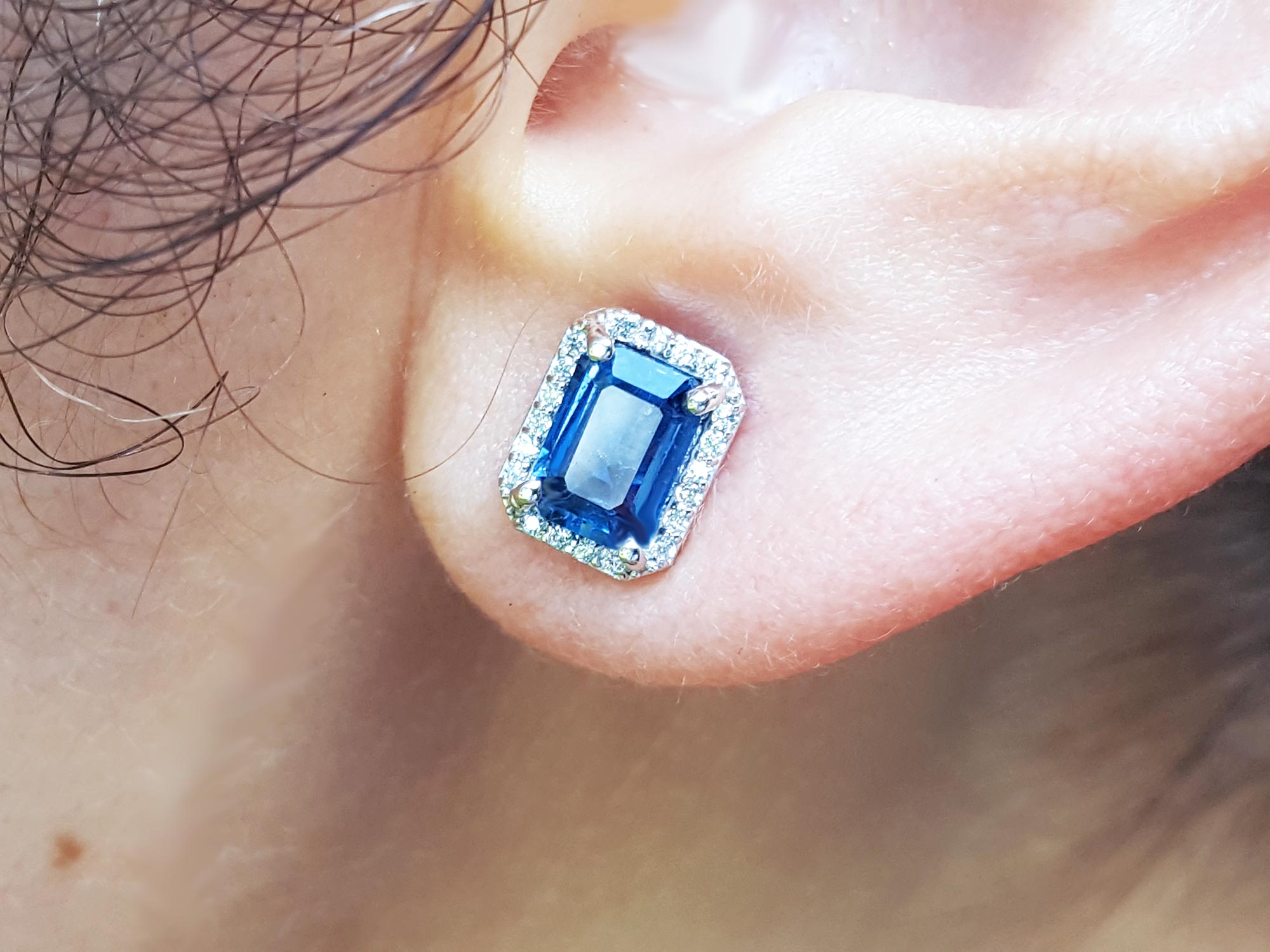 Bridal sapphire stud earrings