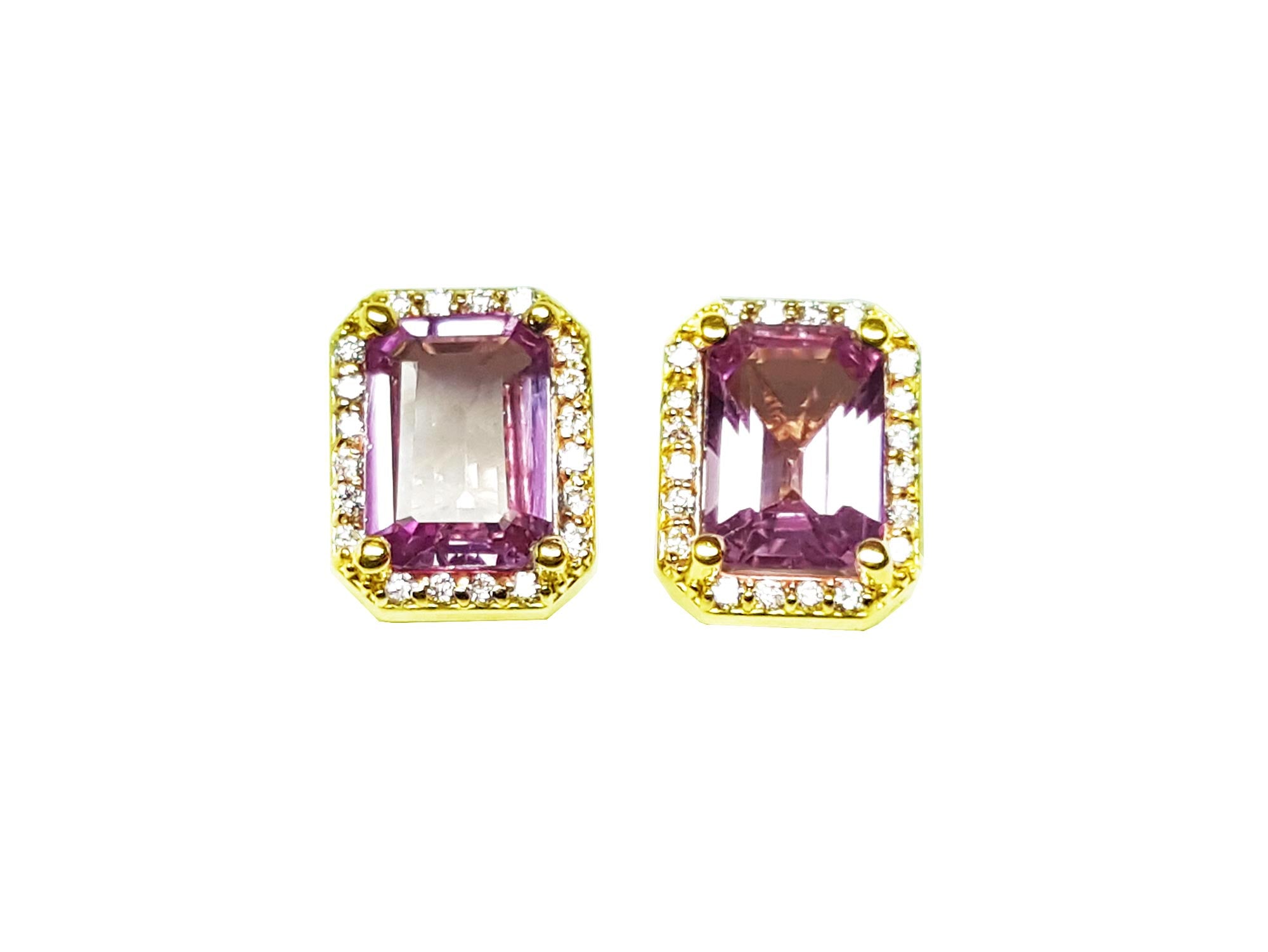Pink sapphire stud earrings