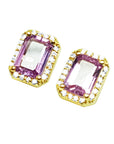 Yellow gold pink sapphire stud earrings