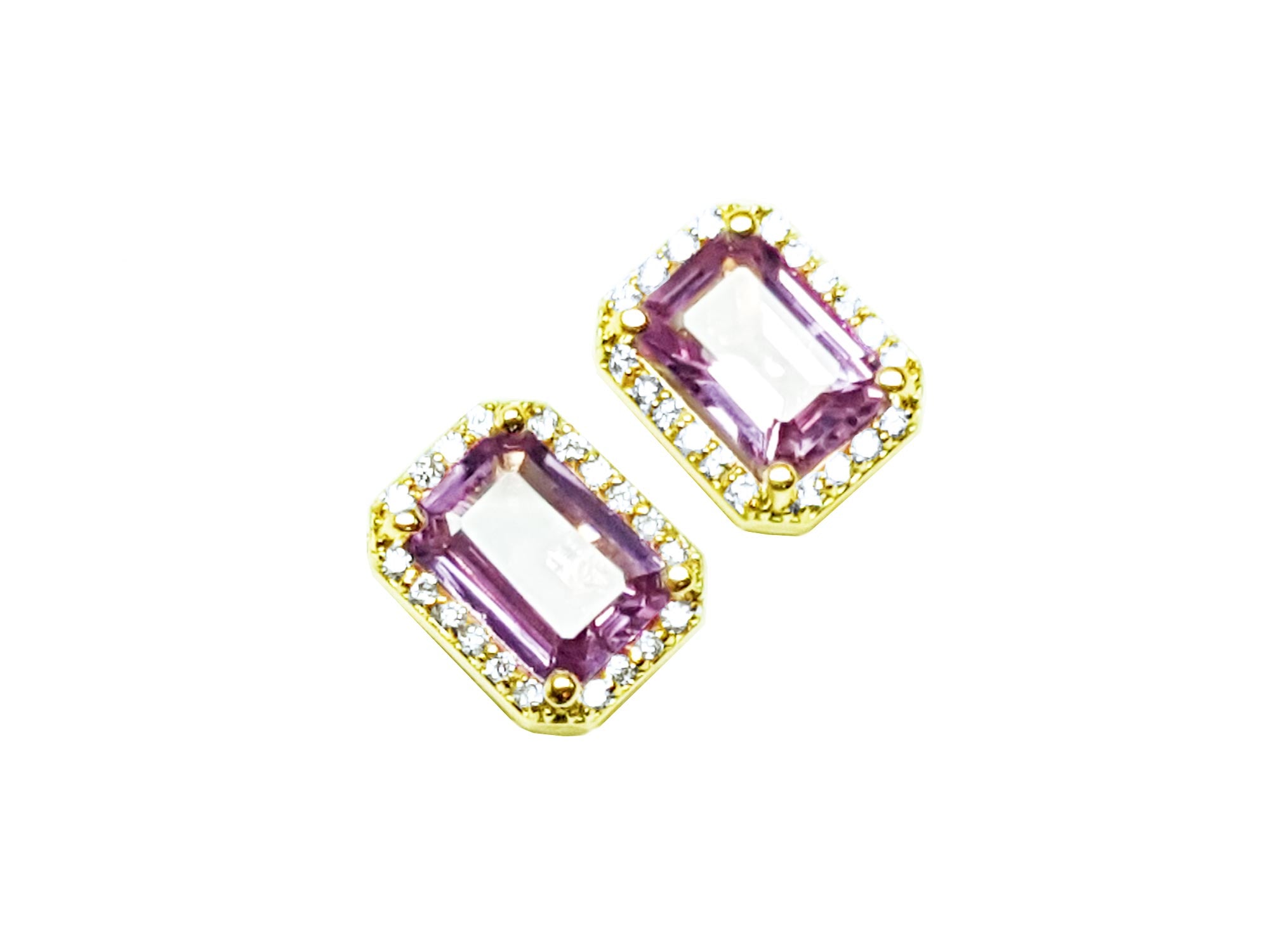 Push backs pink sapphire stud earrings