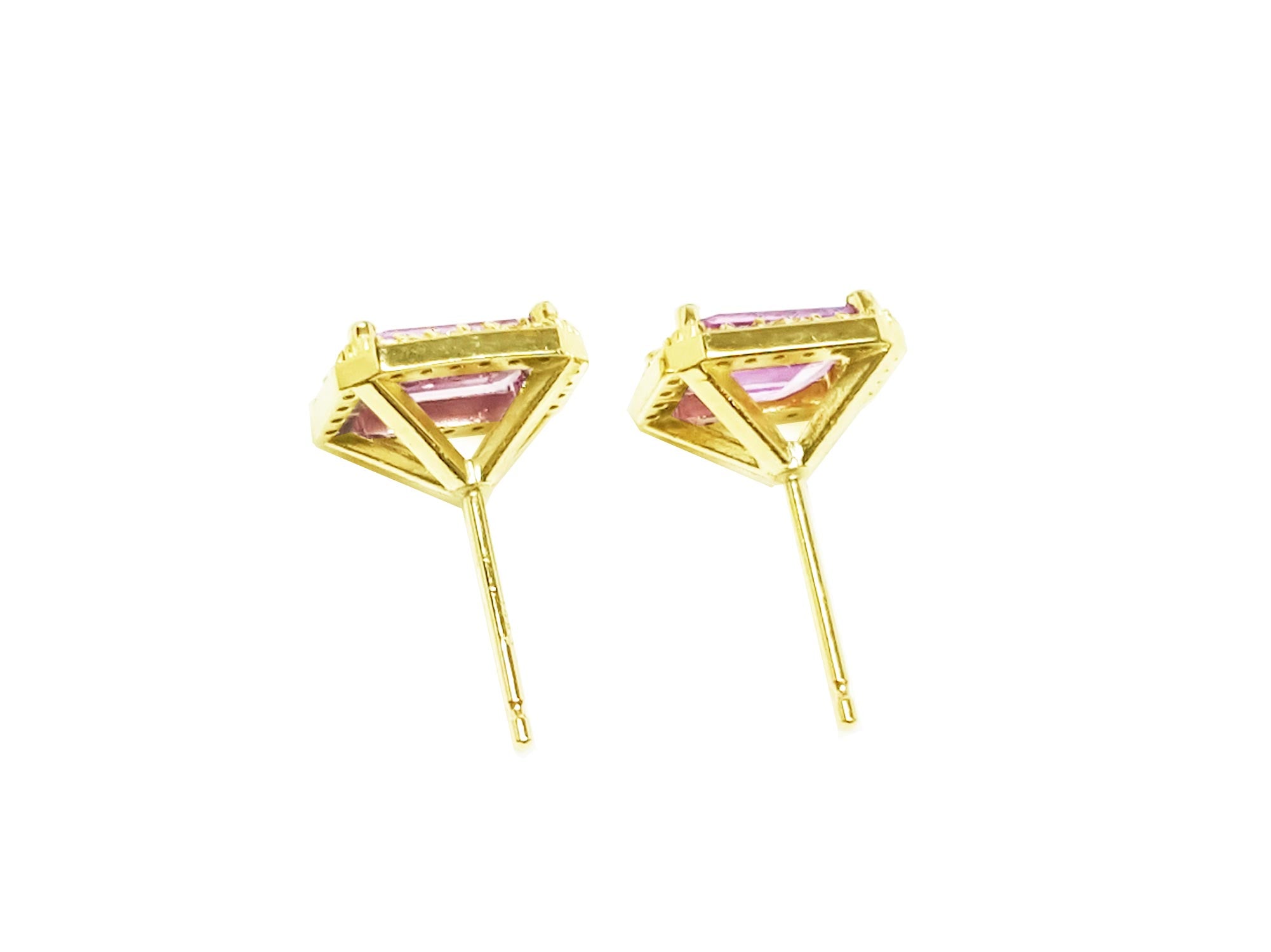 Halo pink sapphire stud earrings