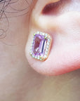 Bridal pink sapphire stud earrings