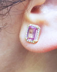 Genuine pink sapphire stud earrings