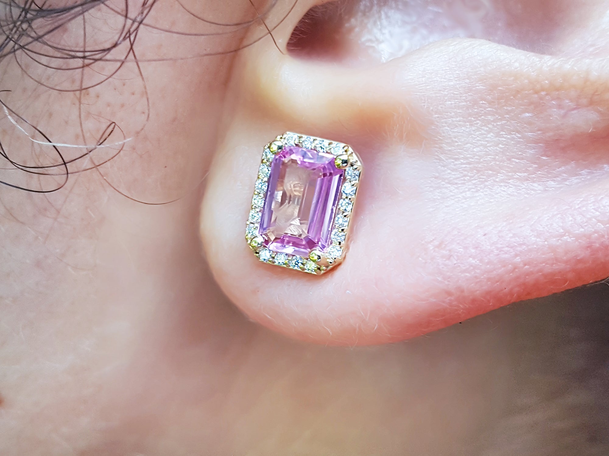Real pink sapphire stud earrings